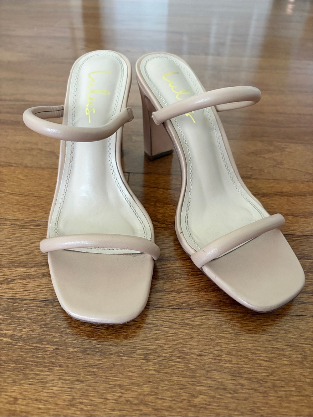 Lulu's Blush Nude Double-Strap Block Heel Sandals